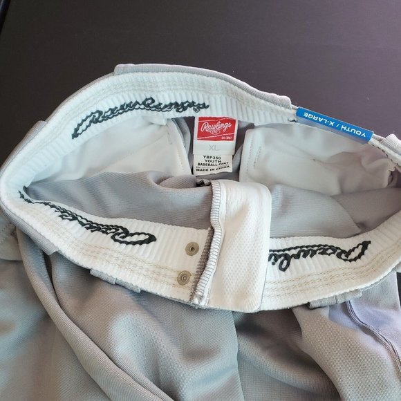 NEW‎ Rawlings Pro Dri Youth Kids XL X Large Baseball Pants Gray Cuffed - Picture 5 of 5
